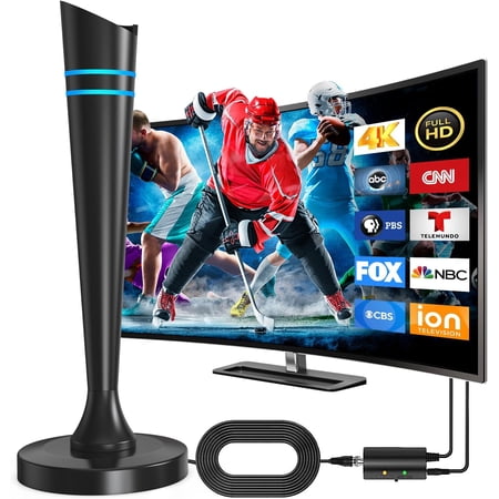 2026 HD Digital TV Antenna Indoor Outdoor for Smart TV, TV Antenna for Local Channels, 360° Reception Signal Booster, Support 4K 1080p Fire tv Stick and All TV's - 16FT Coax HDTV Cable