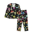 thumbnail image 1 of Balery Bright Mushrooms Conjunto de Pijama con Estampado para Mujer, Conjunto de Dos Piezas con Manga Larga, Ropa de Dormir Suave con Bolsillos, Pijamas Cómodos-Small, 1 of 7