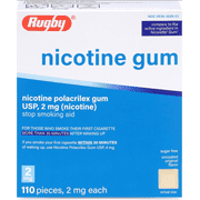 Rugby Polacrilex 2mg Nicotine Gum - Original Flavor, Stop Smoking Aid Sugar-Free, 110 Count