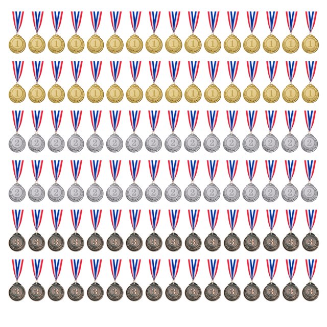 Medallas favide de 96 piezas en oro, plata y bronce de 5 cm para premios