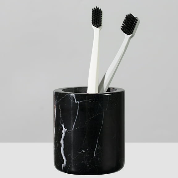 Elegant Black Marble Bathroom Toothbrush Holder - Luxurious Design Bath Decor Modern for Adult