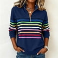 thumbnail image 2 of Womens Sweatshirts Oversized Loose Stand-up Collar Fashion Tops Casual Half-zip Striped Long-sleeved Basic Fall/Winter Sweatshirts, 2 of 7