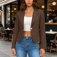 thumbnail image 6 of yeiolnoer Suit Jacket for Women Elegant Button Front Blazers Solid Color Long Sleeve Shirts for Business Office(Brown,Small), 6 of 7