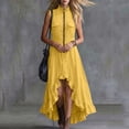 thumbnail image 6 of Women's Solid Color Sleeveless Lapel Zipper Jumpsuit Long Skirt Casual Fashion, 6 of 7