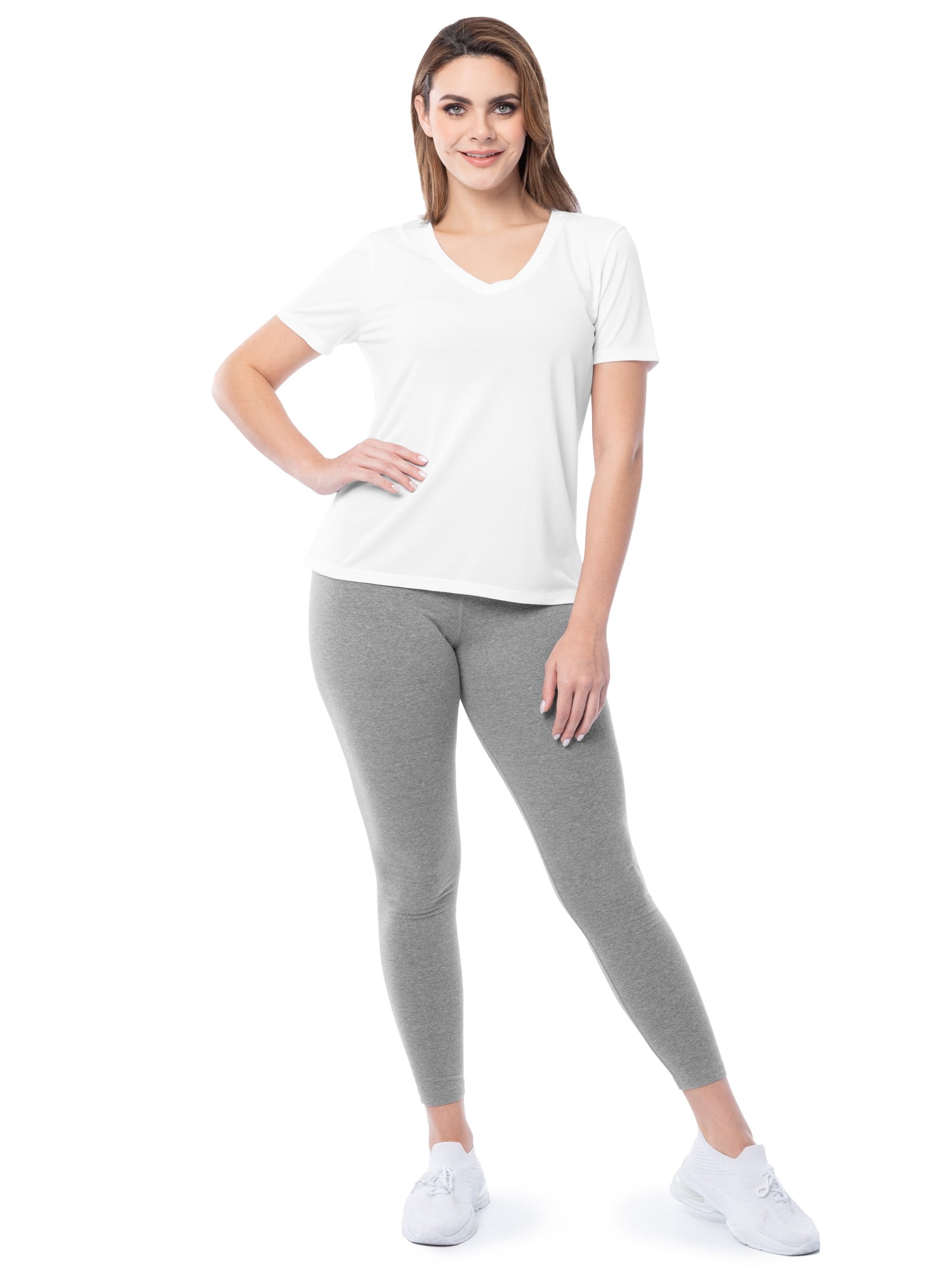 Athletic Works Women's Active Texture Knit V-Neck Tee, Sizes XS-XXXL