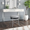 thumbnail image 2 of Hillsdale Roma Diamond Glam Fabric Upholstered Backless Vanity Stool in Chrome, 2 of 12