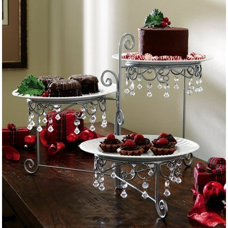Silver Plated Server - Beaded 3 Tier Silvertone Swivel Server By Collections Etc Home Supply Maintenance Store