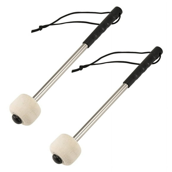 2 Pcs 12.5Inch Bass Steel Drum Mallets,Wool Felt Drum Sticks with Stainless Steel Handle, Anti-Slip Wool Drum Mallets