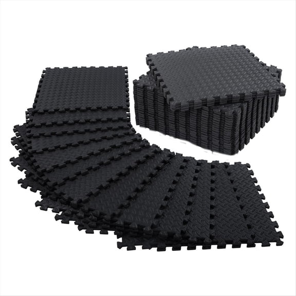 WQNZMADO 12 Pack Floor Exercise Mat for Home Gym or Floor Padding for Yoga, Weights Gym Equipment Black
