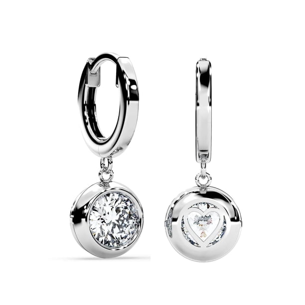 Pendientes SIGALIT con bisel en forma de gota con forma de moissanita, plata S925, 3 quilates