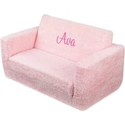 KidKraft - Personalized Pink Chenille Lil' Lounger, Pink Script Font Girl's Name