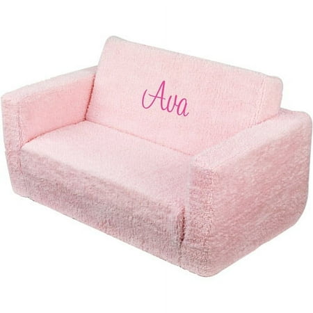 KidKraft - Personalized Pink Chenille Lil' Lounger, Pink Script Font Girl's Name