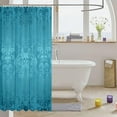 thumbnail image 3 of Adults Teal Damask Bath Curtain Antique Victorian Baroque Fabric Shower Curtain 72" Wx84 L,Vintage Floral Exotic Sugar Skull Bathroom Decor,Gothic Bone Skeleton Bohemian Decor,Light Blue, 3 of 6