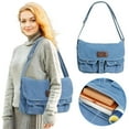 thumbnail image 2 of Denim Bag Casual Tote Bag Denim Shoulder Bag Aesthetic Canvas Messenger Bag Lightweight Crossbody for Women and Men 12.6x10.2x3.1 Inch, Sky Blue, 2 of 7