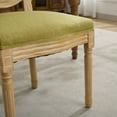thumbnail image 5 of French Style Dining Chairs Set of 2, Linen Fabric Dining Chair with Rattan Back and Solid Leg, Wooden Farmhouse Side Chairs for Kitchen, Living Room, Olive Green, 5 of 7