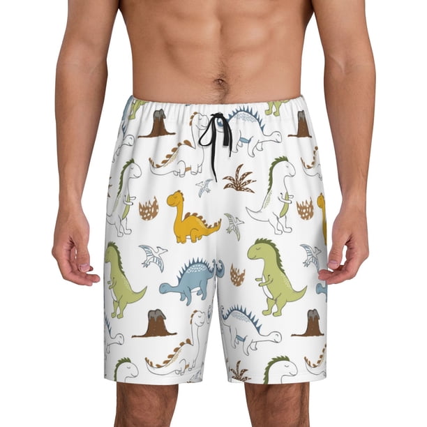 Fotbe Dinosaur Pantalones Cortos de Pijama para Hombre, Ropa de Dormir, Pantalones de Pijama Cortos para Hombre-XX-Large