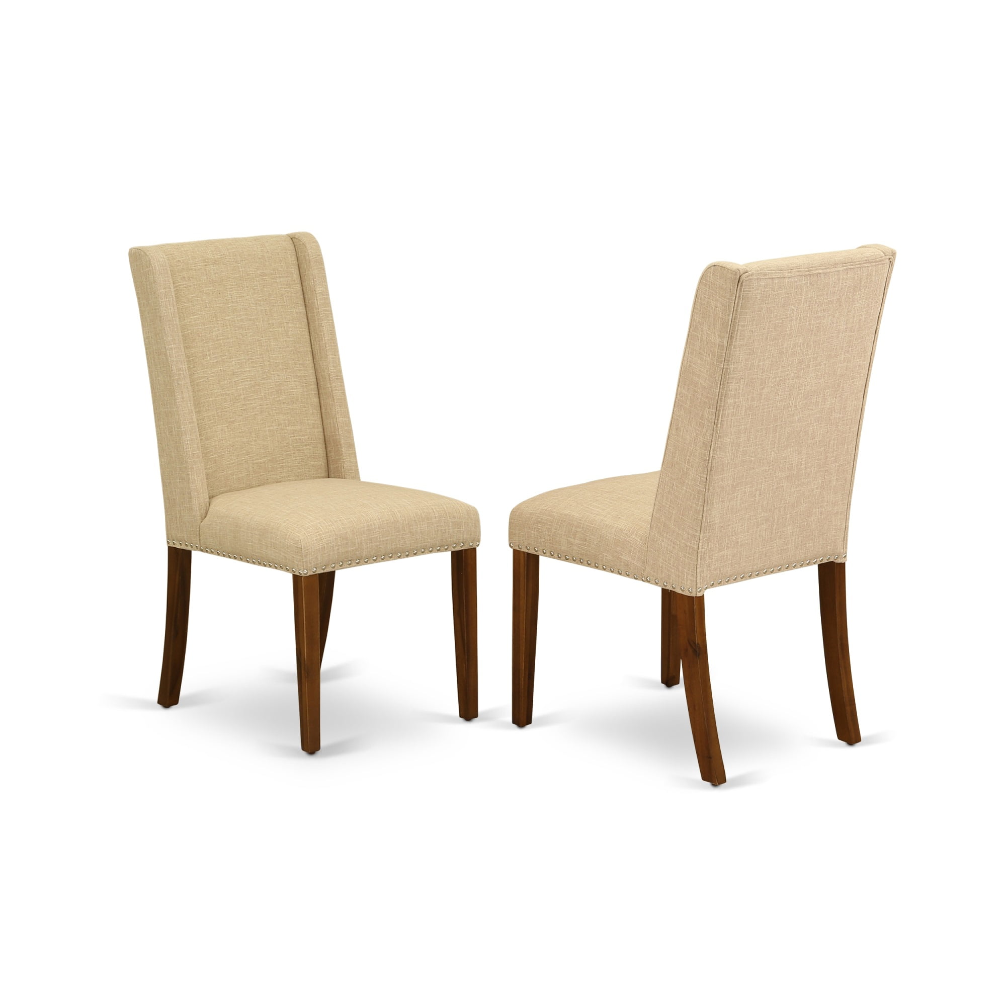 Set Of 2 Chairs Florence Parson Chair With Antique Walnut 401 Finished Leg And Light Tan Fabric Color Walmart Com Walmart Com