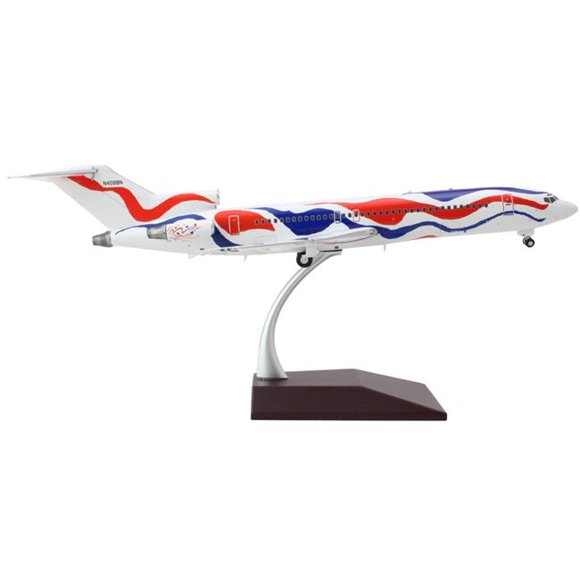 GeminiJets G2BNF1220 Boeing 727-200 Commercial Aircraft Braniff International Airways - Calder Bicentennial Livery with Stripes Gemini 200 Series 1-200 Scale Diecast Model Airplane, White, Red