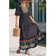 thumbnail image 3 of Vestido PRETTYGARDEN Maxi Boho Floral Negro con Escote en V M, 3 of 8