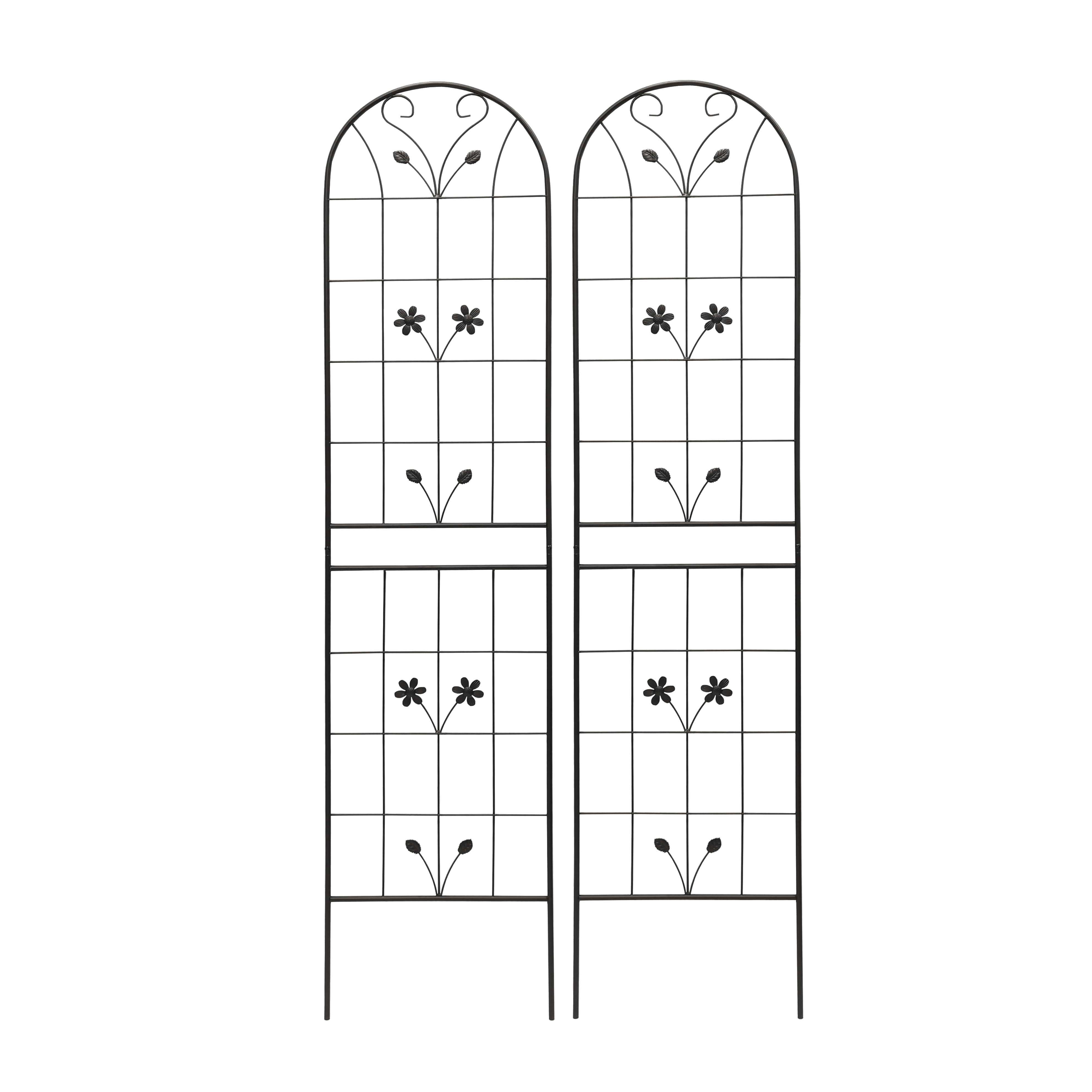 Aukfa Garden Trellis for Climbing Plants, 2 Pack Large Decorative Outdoor Metal Trellis 86.7" x 19.7",Black