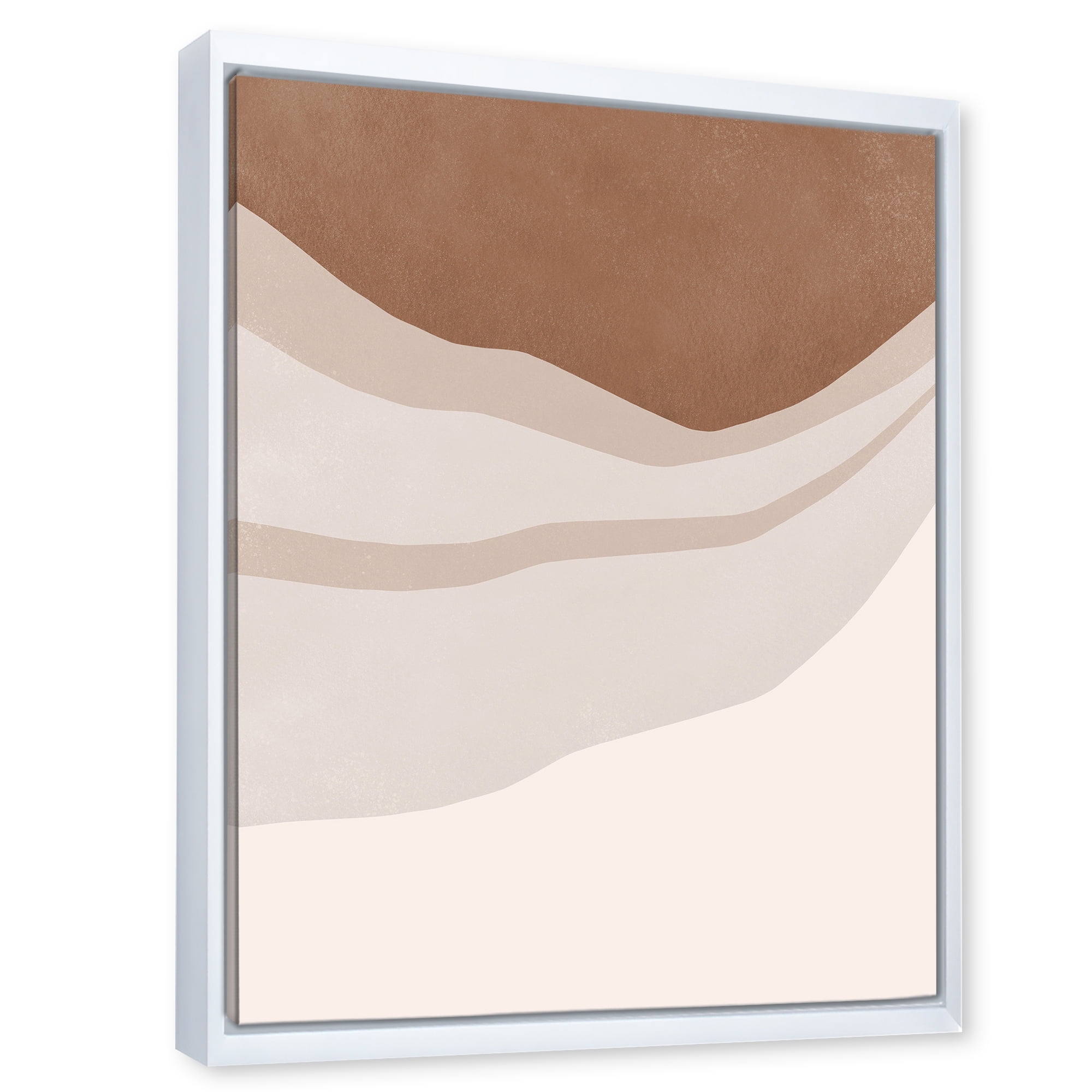 Designart 'Ivory and Terracotta Shapes with Scuff Effect' Modern Framed Canvas Wall Art Print