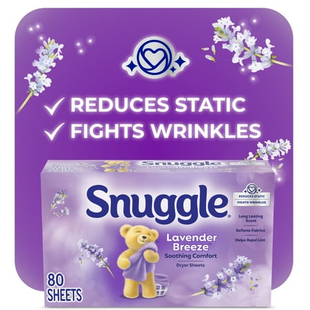 Snuggle Fabric Softener Dryer Sheets, Lavender & Vanilla Orchid, 80 Count