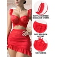 thumbnail image 4 of Ausing Womens Lingerie Skirt Set Lace Bra and Panty Mesh Babydoll Ruffle Hem Bodycon Mini Skirts Chemise Sleepwear 3 Piece Red XL, 4 of 7