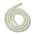 thumbnail image 3 of 50strands Eco-Friendly Dyed Glass Pearl Round Beads Strands Grade A Cotton Cord Threaded White 4~4.5mm Hole: 0.7~1.1mm about 104pcs/strand 15 inch White, 3 of 4