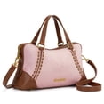 thumbnail image 3 of Wrangler Women's Suede Leather Satchel Handbag, Western Style Top-Handle Shoulder Crossbody Bag with Detachable Strap, Pink, 3 of 6