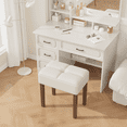thumbnail image 6 of FAGAGA Two Leather Vanity Stool, Rectangle Ottoman Bench for Makeup Room, Vanity Chair with Wood Legs for Piano Room, Bedroom, Living Room | Beige, 6 of 12