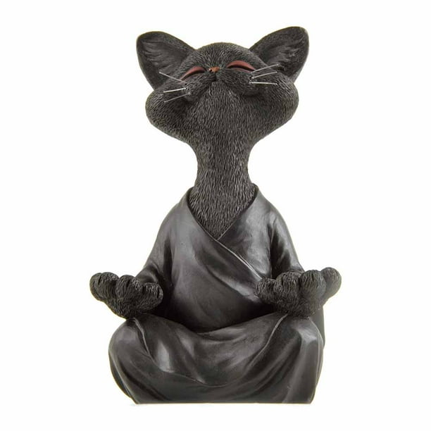 Buda gato estatua meditación yoga regalo coleccionable para amantes de los gatos, decoración de meditación Ormromra CPB-US-DYP220-1