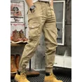 thumbnail image 4 of Pantalones cargo para hombre, color caqui, para trekking, ajustados, largos, holgados, informales, de alta calidad, de calle, de diseñador, talla grande, 4 of 5