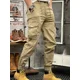 thumbnail image 4 of Pantalones cargo para hombre, color caqui, para trekking, ajustados, largos, holgados, informales, de alta calidad, de calle, de diseñador, talla grande, 4 of 5