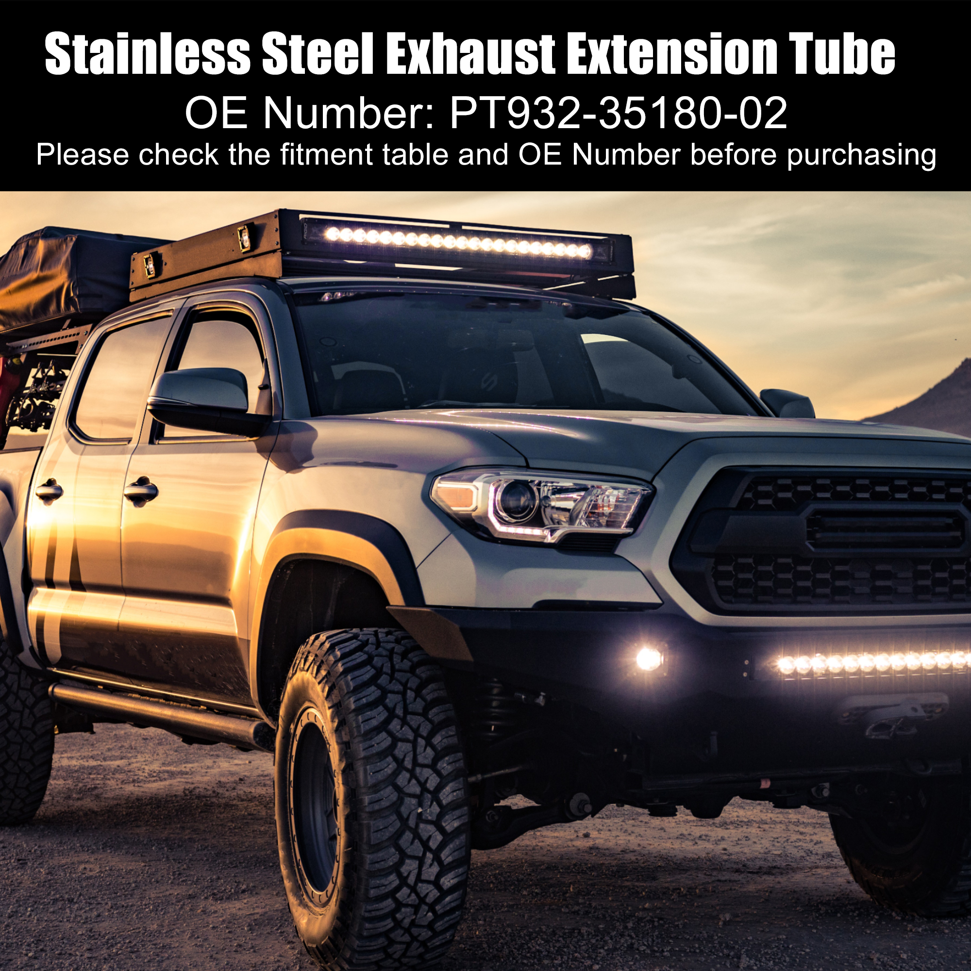 Sliver Long Style Chrome Exhaust Tip For 2005-2022 Toyota Tacoma PT932-35180-02