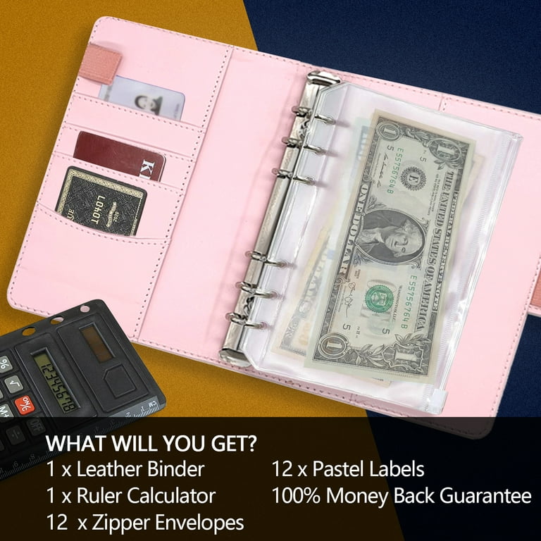 A6 PU Leather Cash Envelopes Wallet Binder Cover, Budget Binder with 12  Envelopes & Calculator for Budgeting, Finances Organizer Budget System  Planner