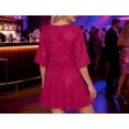 thumbnail image 4 of VEKDONE Sparkly Glitter Dress for Women Summer Short Sleeve Sequin Babydoll Dress Short Flowy Tiered Tunic Dress Party Club Night Dress Hot Pink XXL, 4 of 5