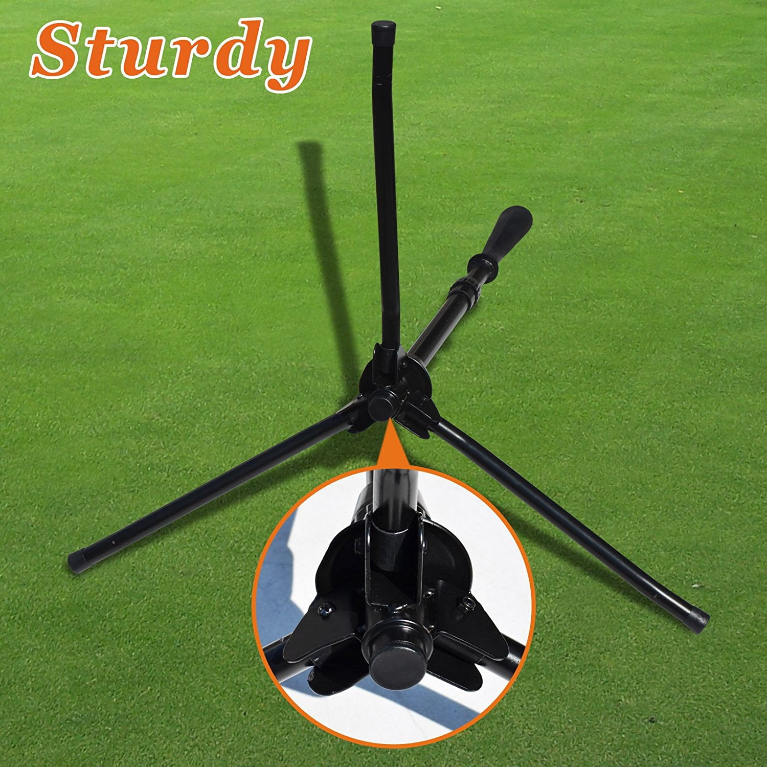 Sunrise Baseball Softball Portable Tripod Travel Batting Tree, Adjustable Height, Black