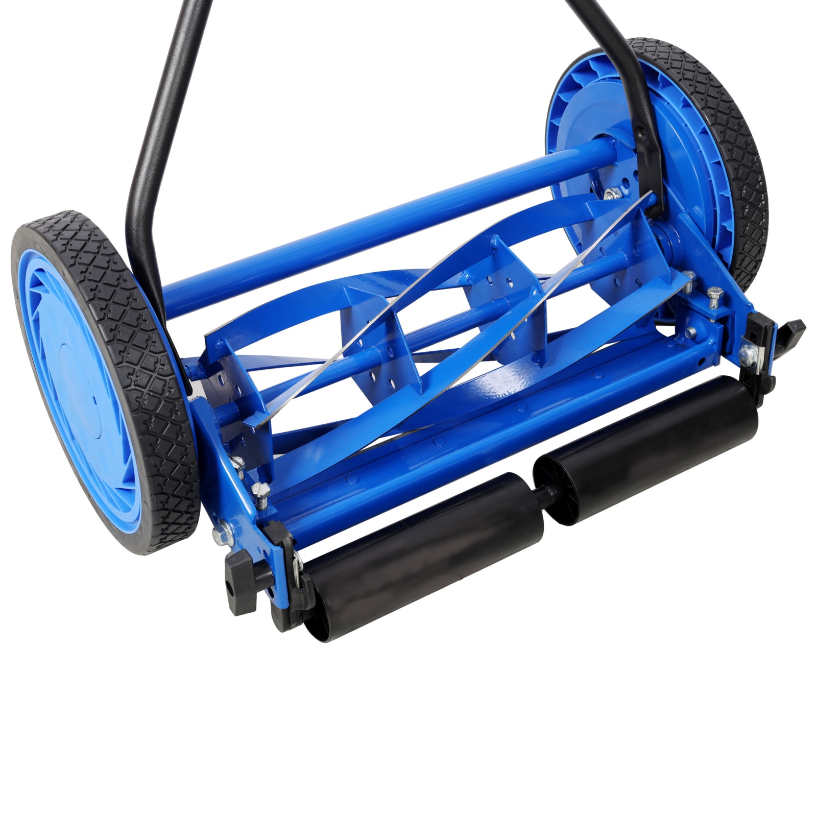 Deiokin 16in Push Reel Lawn Mower, 5-Blade Manual Grass Cutter with Adjustable Height, 10" Polymer Wheels for Small Yards