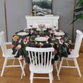 thumbnail image 2 of Red Mushroom Leaf Black Pattern Round Tablecloth 60"x60",Wrinkle Wipeable Table Cloth for Kitchen Dining Room Picnic Patio Party, 2 of 6