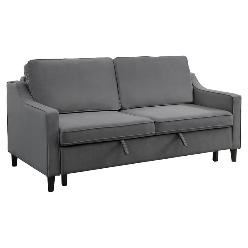 Lexicon Adelia Velvet Convertible Studio Sofa with PullOut Bed in Dark