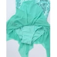 thumbnail image 7 of Venjoe Kids Girls Sequins Lyrical Ballet Dance Dress Halter Cutout Back Modern Dancing Costume Tulle Turquoise 8, 7 of 7