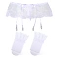 thumbnail image 5 of Qarigey Medias con liguero alto, sexys y fáciles de usar, medias sexis hasta el muslo, ropa interior, lencería Prendas para la parte inferior del cuerpo Medias+blancas, 5 of 5