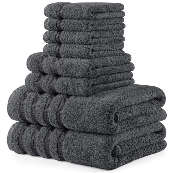 Utopia Towels 8 Piece Towel Set – Super Absorbent & Quicker-to-Dry, Thick 100% Ring Spun Cotton Towels for Bathroom, Spa & Hotel – 2 Bath, 2 Hand, 4 Washcloths, Grey