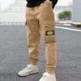 thumbnail image 2 of Zshosam Kids Pants Boys Toddler Boys Girls Cargo Pants Casual Trousers Baby Clothes Fashion Length Pants Elastic Pants Size 5T 6T,(Khaki 5-6 Years), 2 of 6