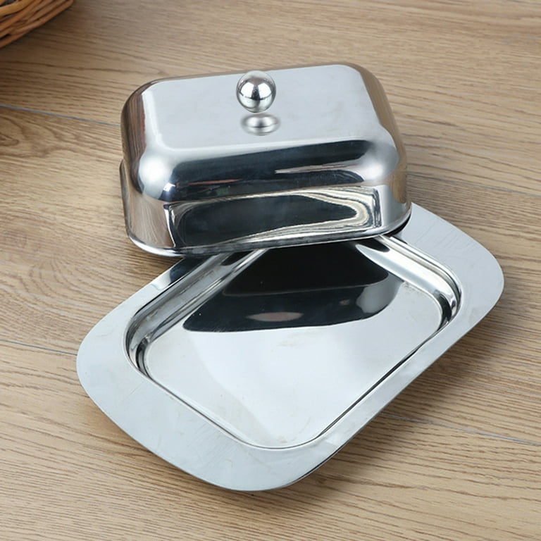 Vintage stainless steel butter dish with lid sale