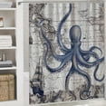 thumbnail image 6 of Orinice  Nautical Octopus Shower Curtain Funny Fun Kraken Anchor Ocean Cool Pirate Ship Anime Sailboat Beach Theme Map Coastal Sea Kids Boys Home Bathroom Decor Bathtub Set, Blue White Gray 36x72, 6 of 7