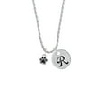 thumbnail image 2 of Delight Jewelry Silvertone Mini Translucent Black Paw Silvertone Script Initial Disc - R - Charm Necklace, 20"+3", 2 of 4