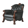 thumbnail image 2 of ACME Dresden Faux Leather Tufted Chair with 1 Pillow in Black and Cherry Oak, 2 of 2