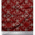 thumbnail image 1 of Soimoi Red Poly Georgette Fabric Floral Wreath Geometric Print Fabric by the Yard 52 Inch Wide, 1 of 5