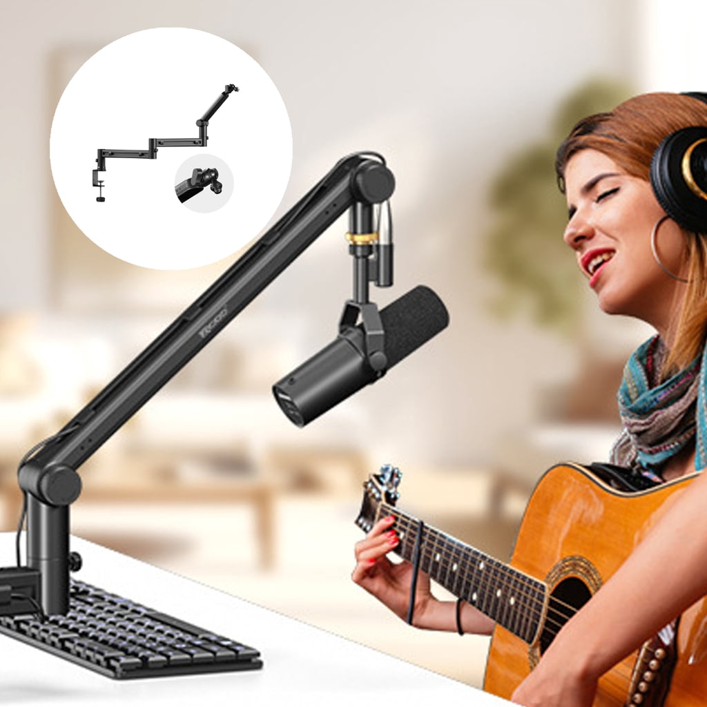 Adjustable Boom Arm Stand With Cable Management For Podcasting And Streaming